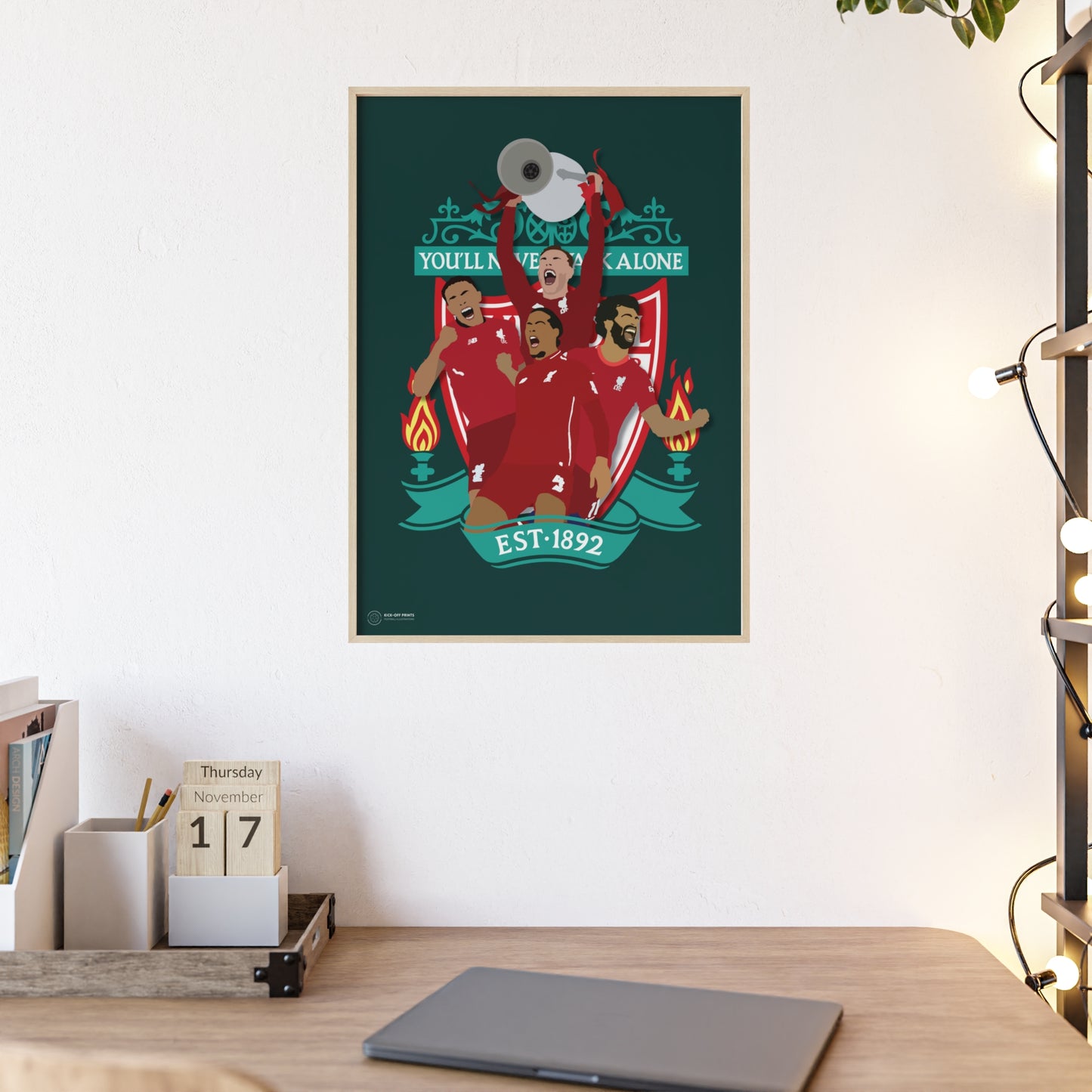 Ingelijste Liverpool poster - Henderson, Salah, Alexander-Arnold, Virgil van Dijk