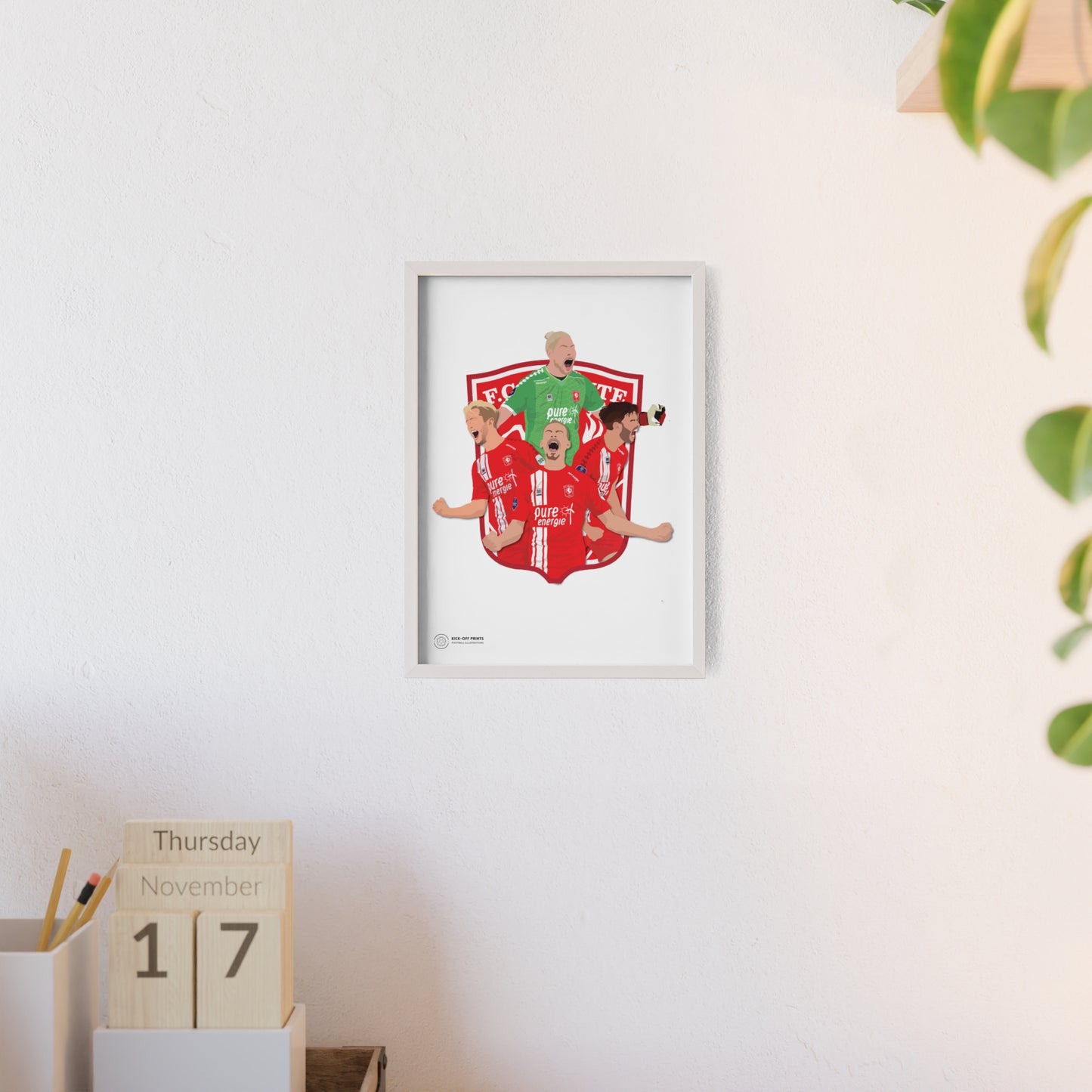 Ingelijste FC Twente poster met Unnerstall, Vlap, Pröpper en Cerny