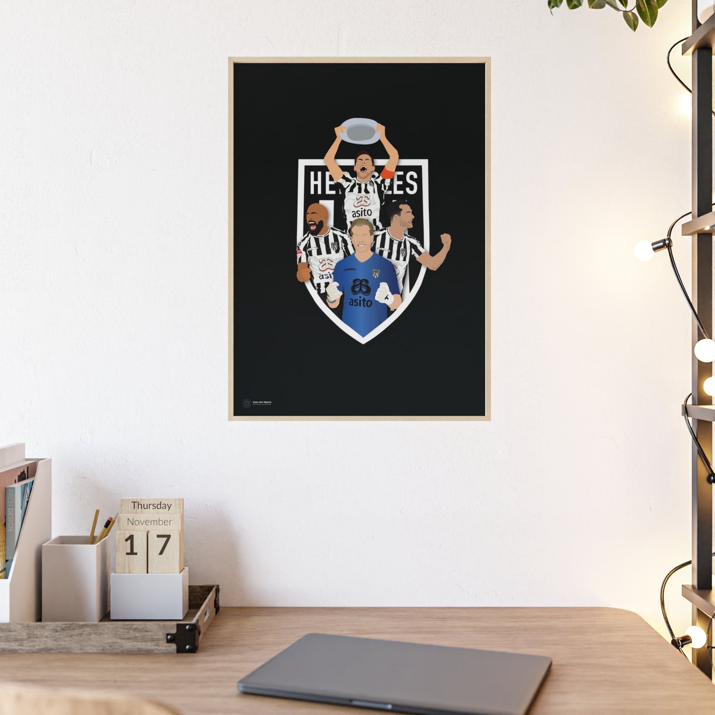 Ingelijste Heracles Almelo kampioensposter - Hoogma, Armenteros, Bruns en Brouwer