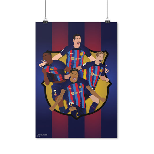 FC Barcelona poster - Lewandowski, Dembélé, De Jong en Raphinha