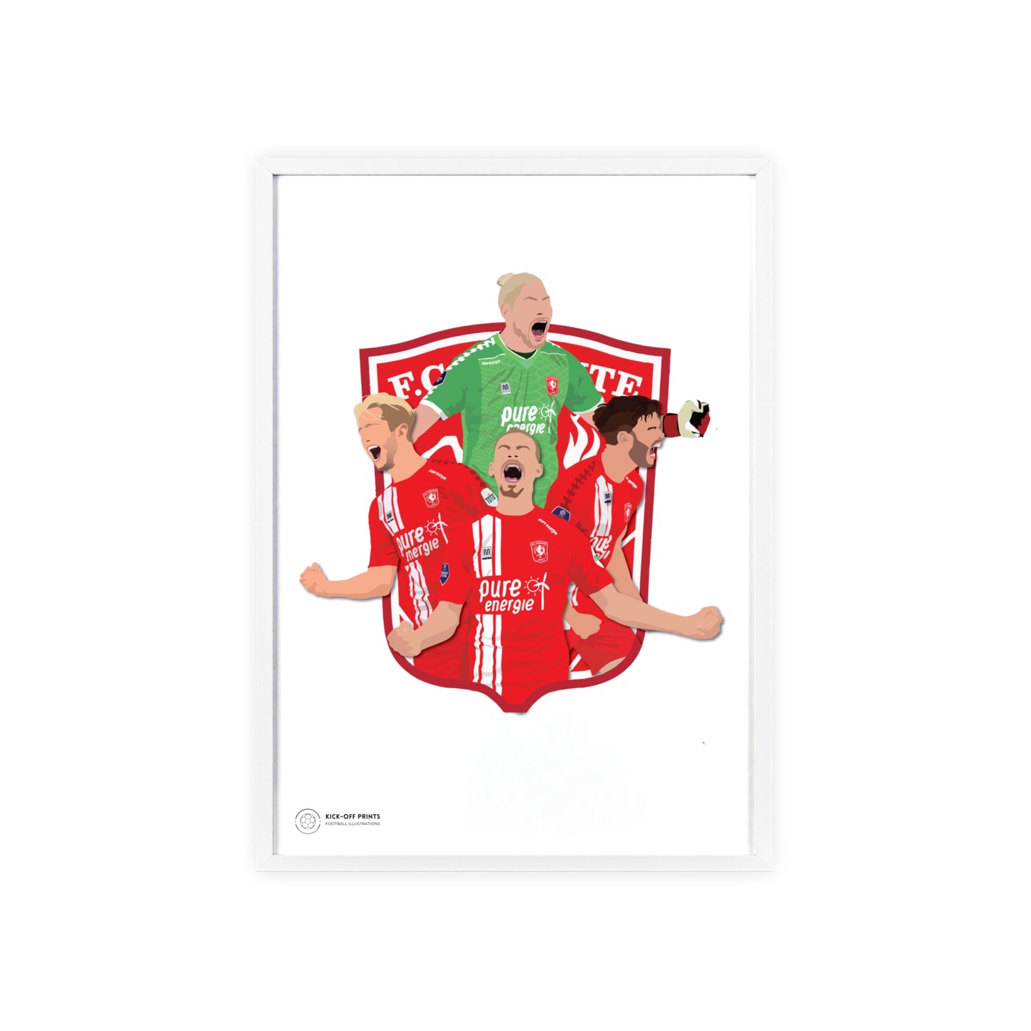 Ingelijste FC Twente poster met Unnerstall, Vlap, Pröpper en Cerny