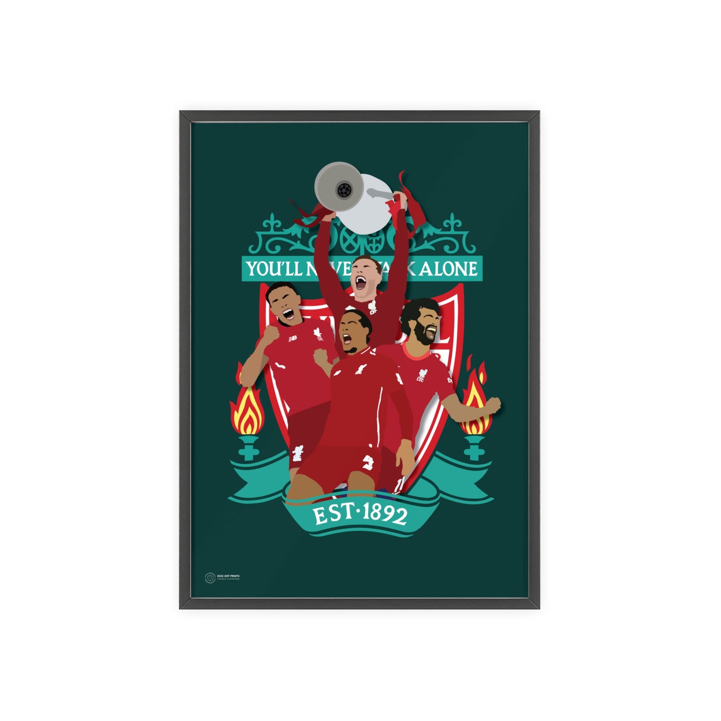 Ingelijste Liverpool poster - Henderson, Salah, Alexander-Arnold, Virgil van Dijk