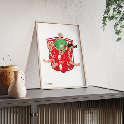 Ingelijste FC Twente poster met Unnerstall, Vlap, Pröpper en Cerny