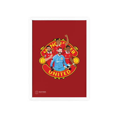 Ingelijste Manchester United poster - Fernandes, Casemiro, De Gea, Rashford
