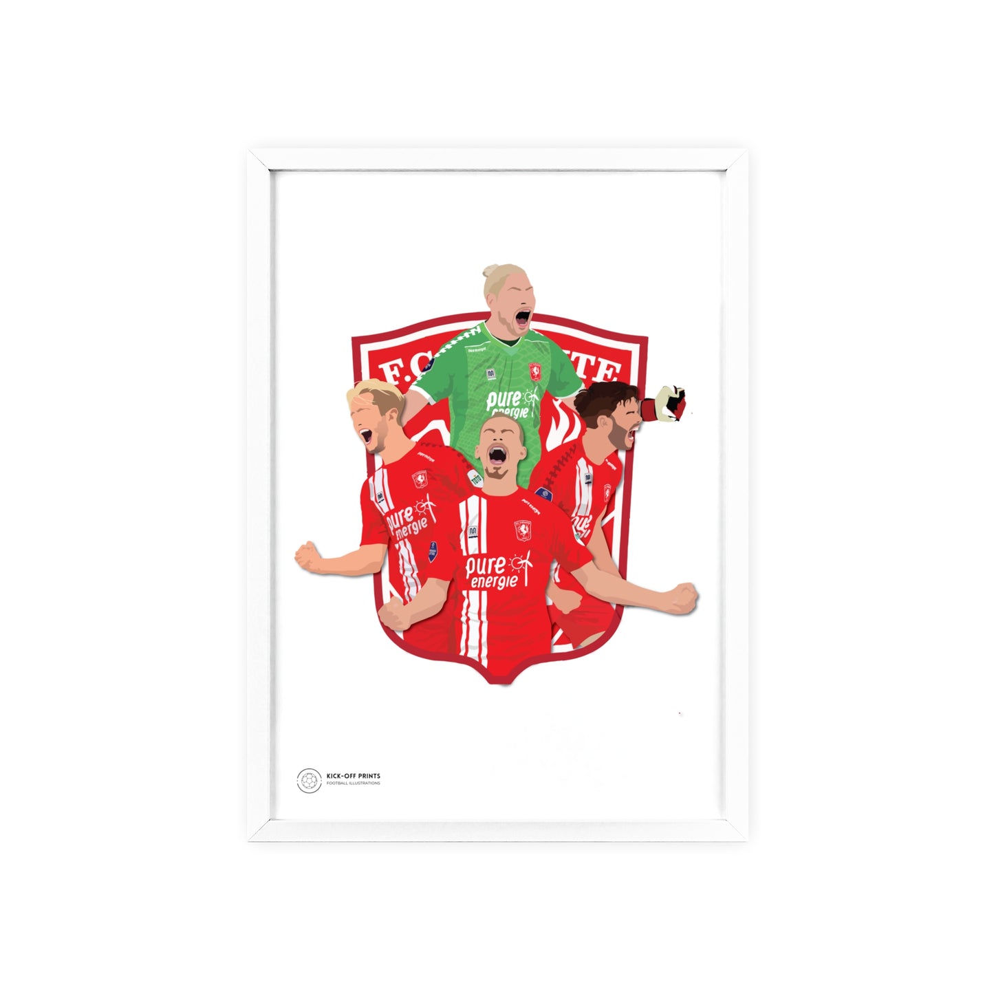 Ingelijste FC Twente poster met Unnerstall, Vlap, Pröpper en Cerny