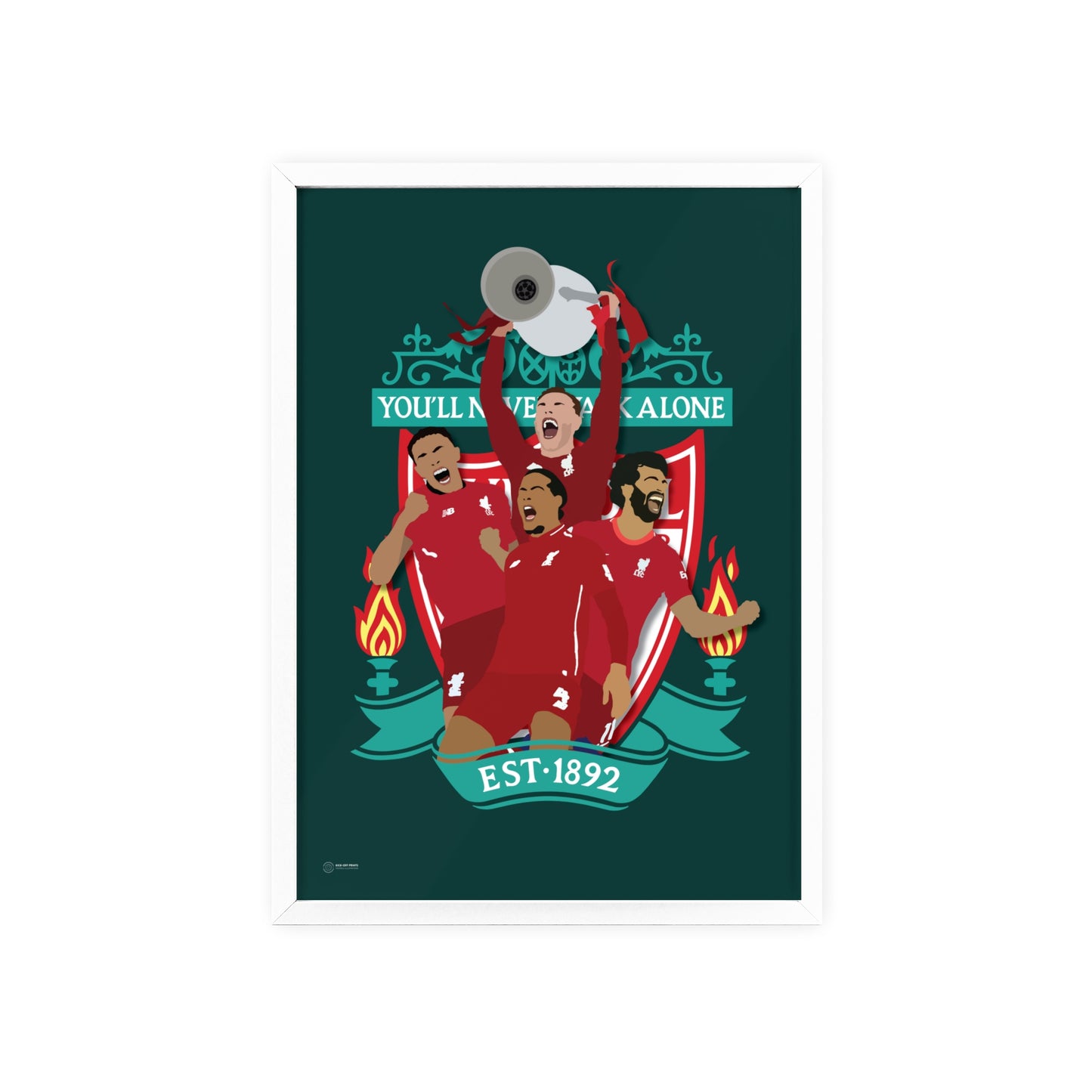 Ingelijste Liverpool poster - Henderson, Salah, Alexander-Arnold, Virgil van Dijk