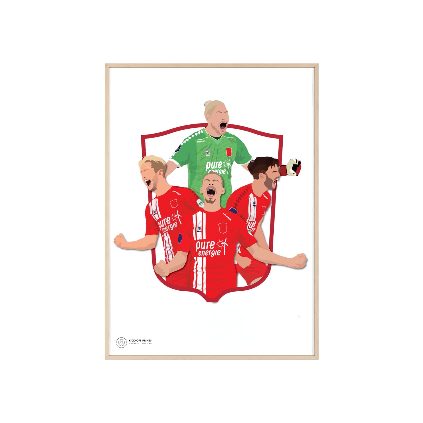 Ingelijste FC Twente poster met Unnerstall, Vlap, Pröpper en Cerny