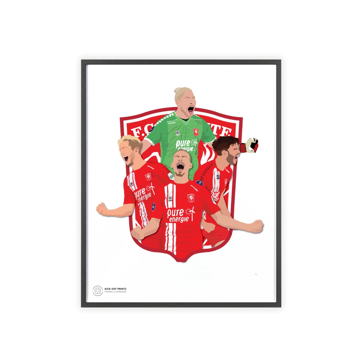 Ingelijste FC Twente poster met Unnerstall, Vlap, Pröpper en Cerny