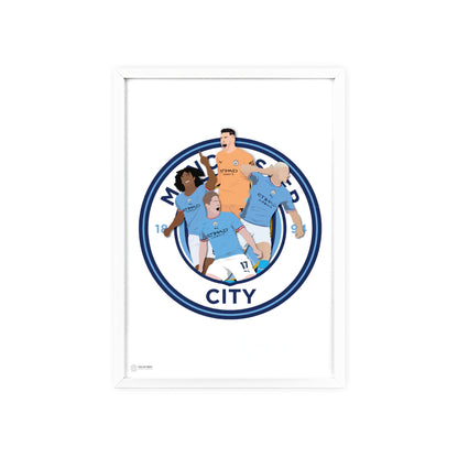 Ingelijste Manchester City poster met spelers Ederson, Ake, Haaland en De Bruyne