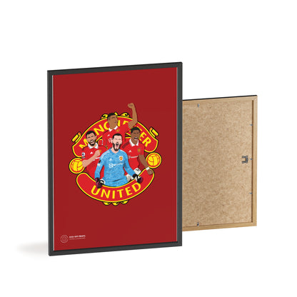 Ingelijste Manchester United poster - Fernandes, Casemiro, De Gea, Rashford