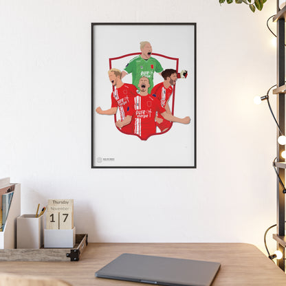 Ingelijste FC Twente poster met Unnerstall, Vlap, Pröpper en Cerny