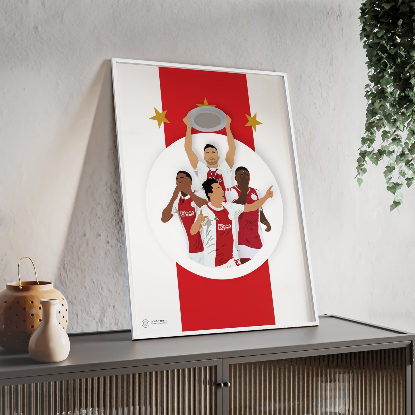 Ingelijste Ajax poster - Tadic, Timber, Bergwijn en Berghuis