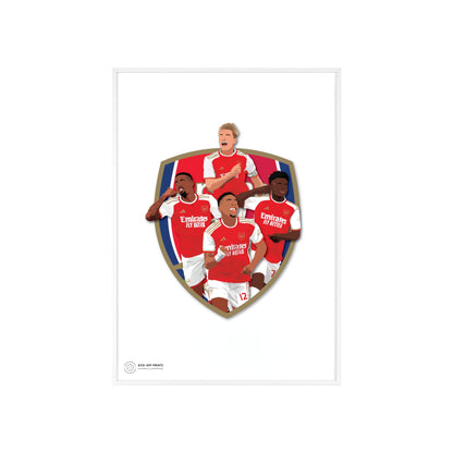 Ingelijste Arsenal poster met Odegaard, Gabriel, Saka en Timber