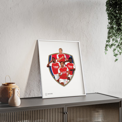 Ingelijste Arsenal poster met Odegaard, Gabriel, Saka en Timber