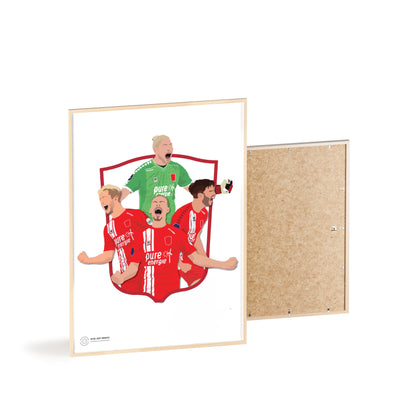 Ingelijste FC Twente poster met Unnerstall, Vlap, Pröpper en Cerny