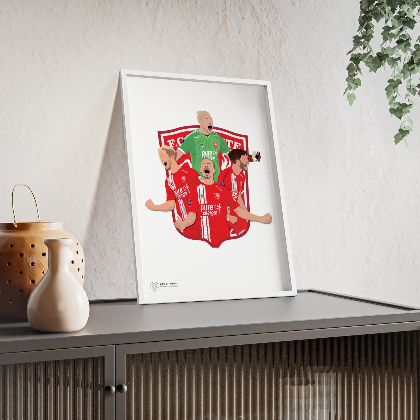 Ingelijste FC Twente poster met Unnerstall, Vlap, Pröpper en Cerny