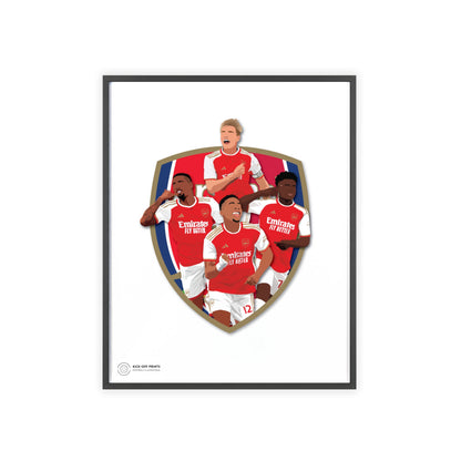 Ingelijste Arsenal poster met Odegaard, Gabriel, Saka en Timber