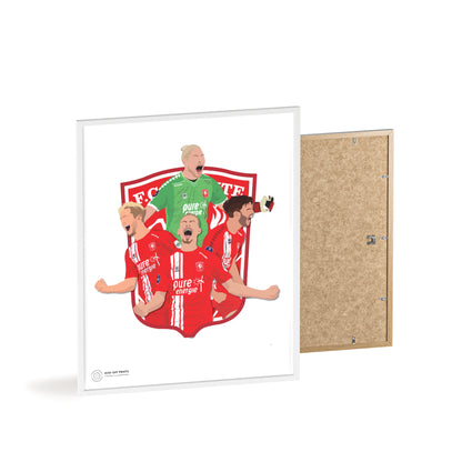 Ingelijste FC Twente poster met Unnerstall, Vlap, Pröpper en Cerny