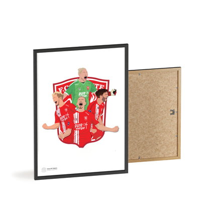 Ingelijste FC Twente poster met Unnerstall, Vlap, Pröpper en Cerny