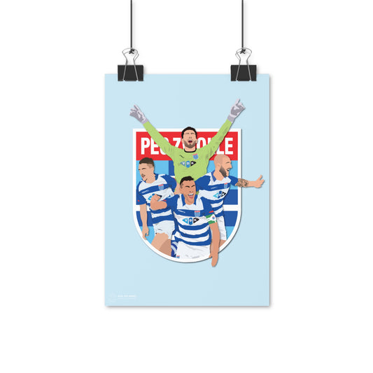 PEC Zwolle poster met spelers Jasper Schendelaar, Ryan Thomas, Aspostolos Vellios en Bram van Polen