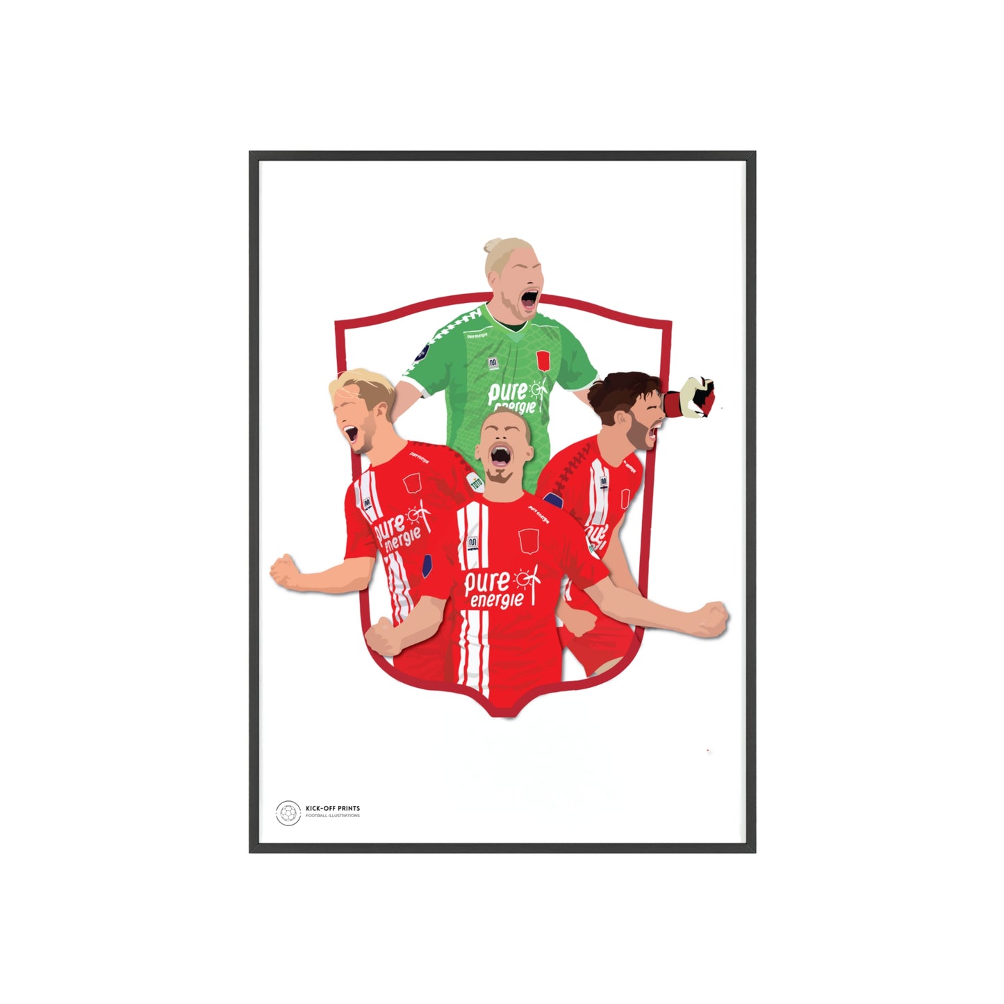 Ingelijste FC Twente poster met Unnerstall, Vlap, Pröpper en Cerny