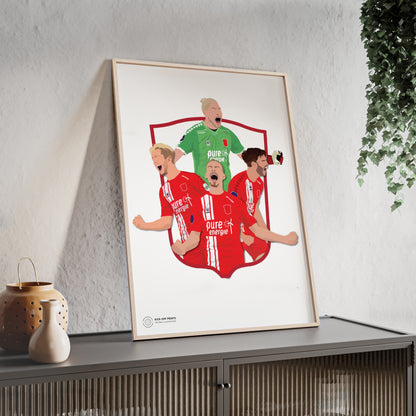 Ingelijste FC Twente poster met Unnerstall, Vlap, Pröpper en Cerny