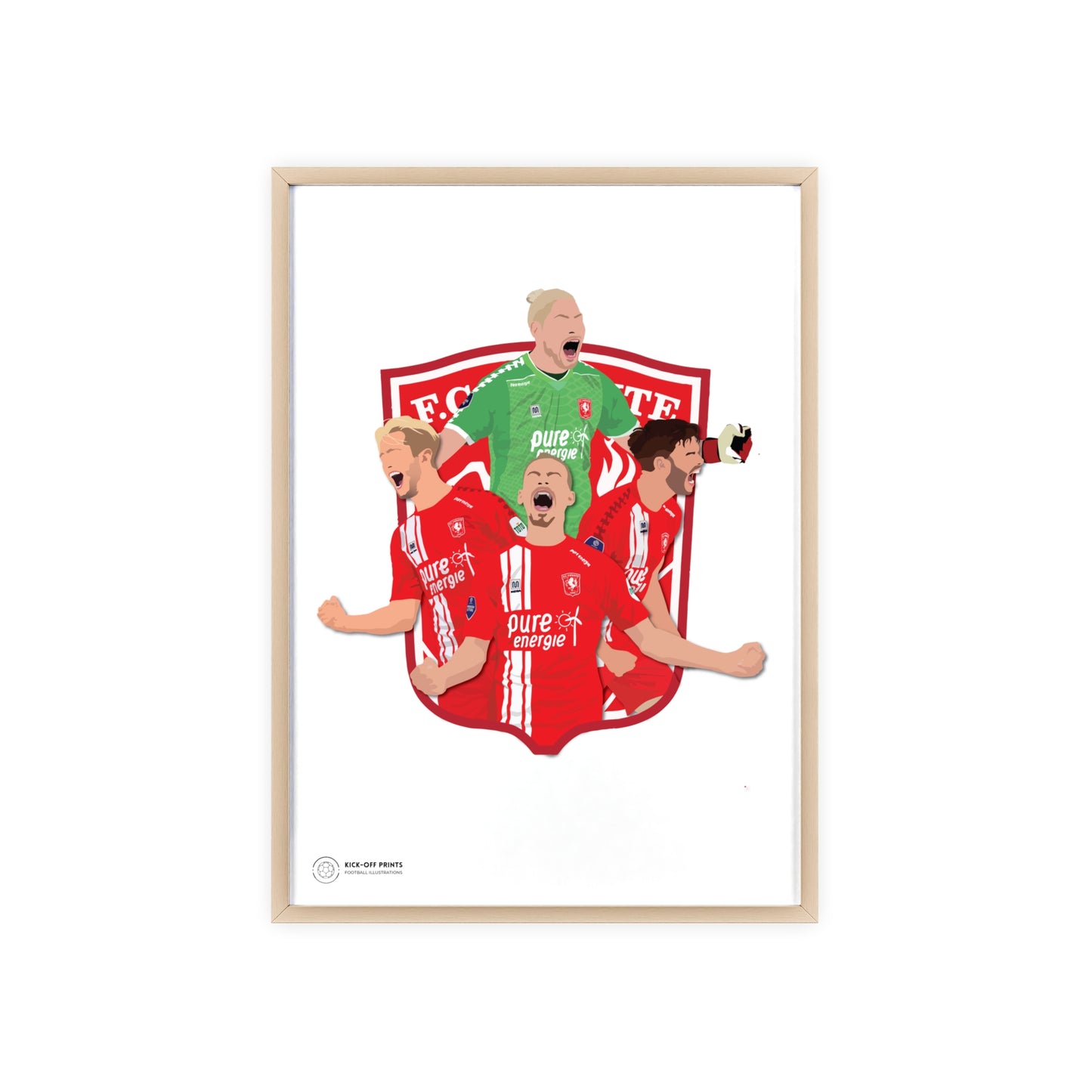 Ingelijste FC Twente poster met Unnerstall, Vlap, Pröpper en Cerny