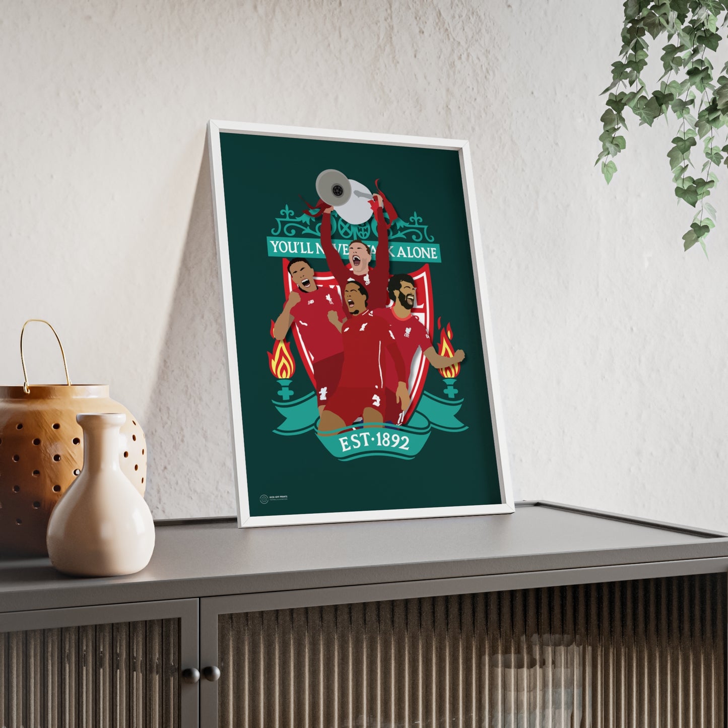 Ingelijste Liverpool poster - Henderson, Salah, Alexander-Arnold, Virgil van Dijk