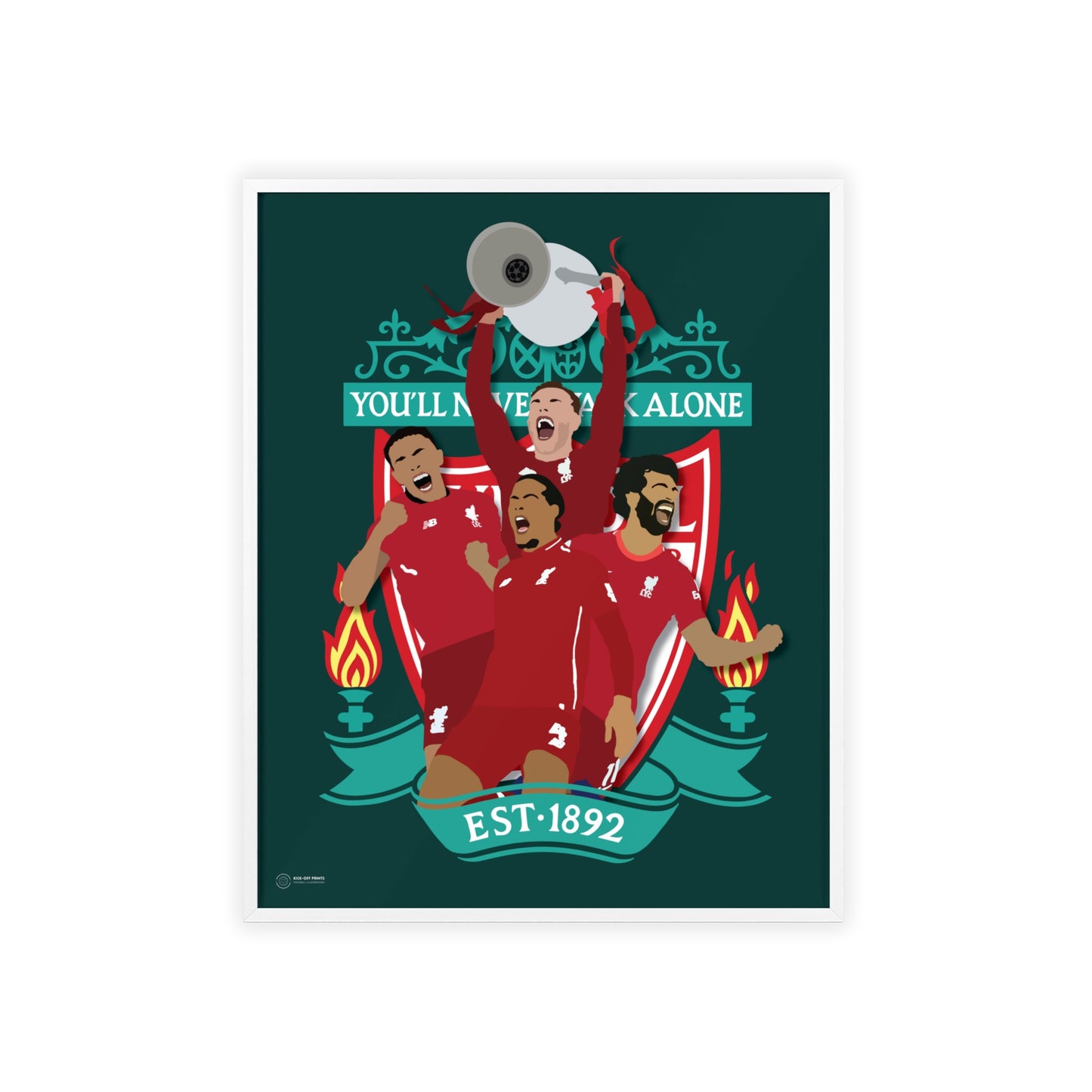 Ingelijste Liverpool poster - Henderson, Salah, Alexander-Arnold, Virgil van Dijk