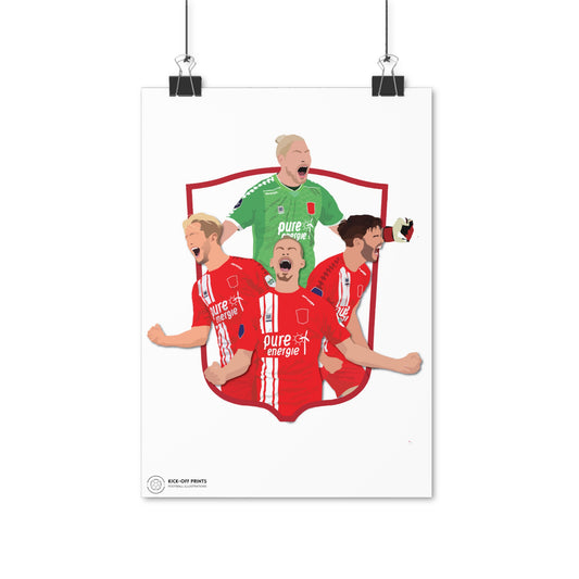 FC Twente poster met Unnerstall, Vlap, Pröpper en Cerny