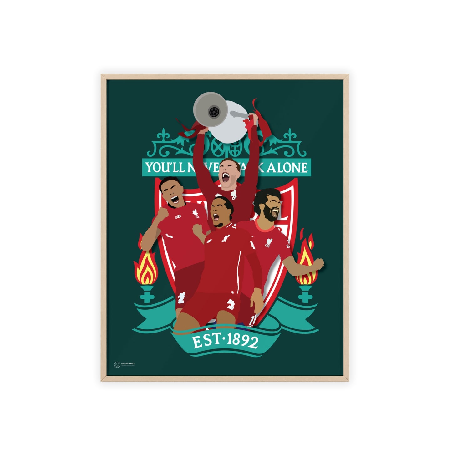 Ingelijste Liverpool poster - Henderson, Salah, Alexander-Arnold, Virgil van Dijk