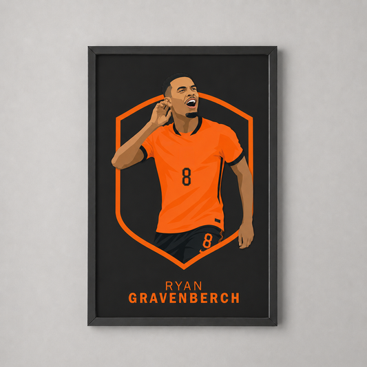 Ingelijste Ryan Gravenberch Poster – WK 2026 Limited Edition | Nederlands Elftal
