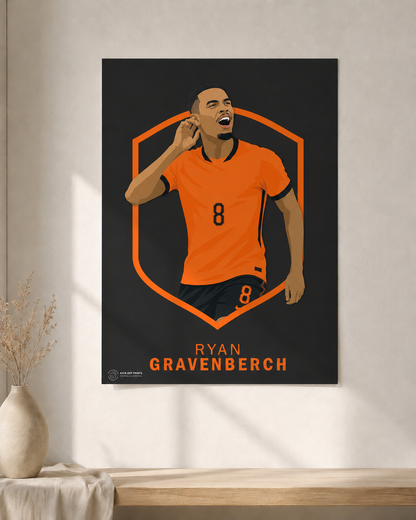 Ingelijste Ryan Gravenberch Poster – WK 2026 Limited Edition | Nederlands Elftal