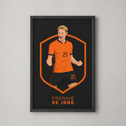 Ingelijste Frenkie de Jong Poster – WK 2026 Editie | Nederlands Elftal