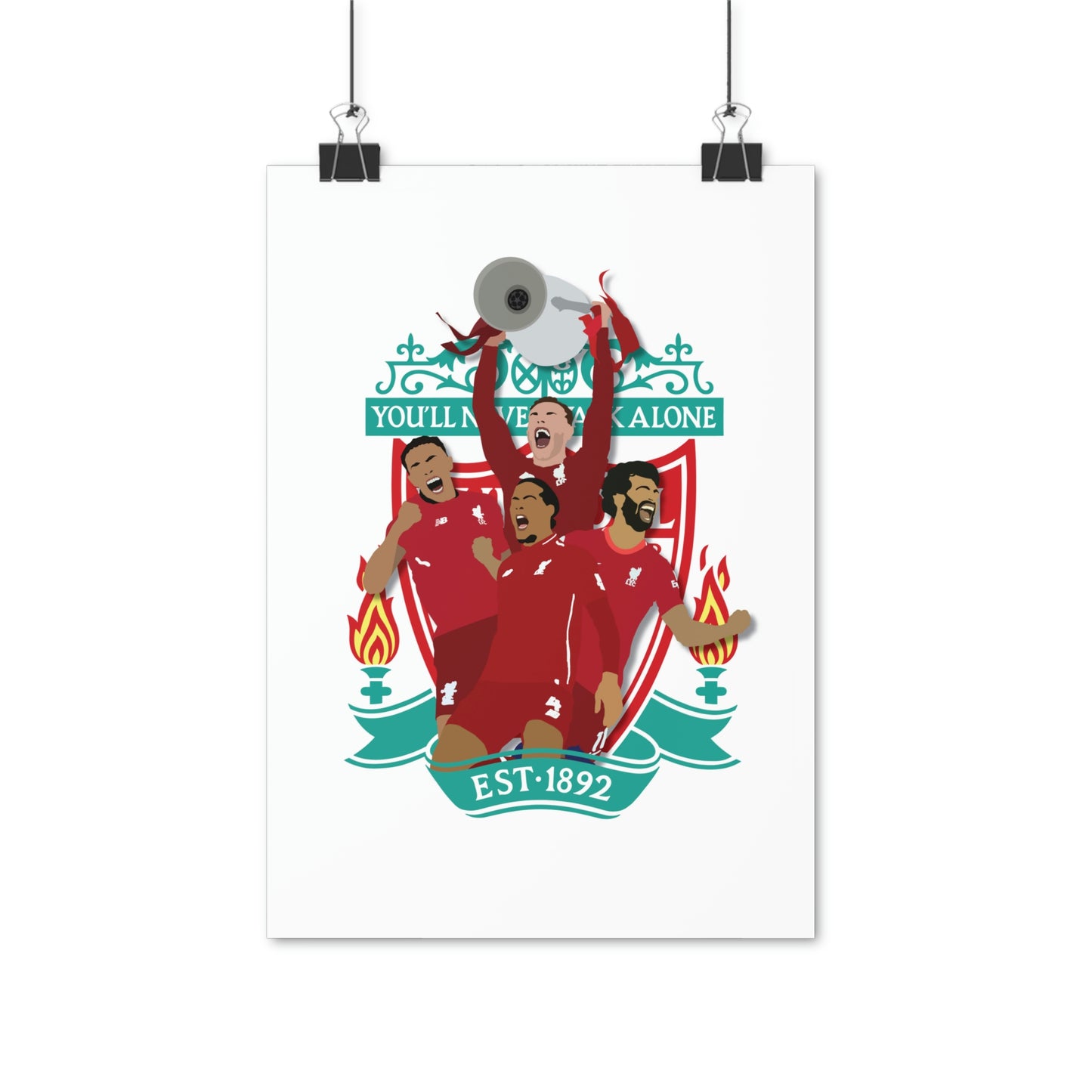Liverpool poster witte achtergrond - Henderson, Alexander-Arnold, Salah, van Dijk